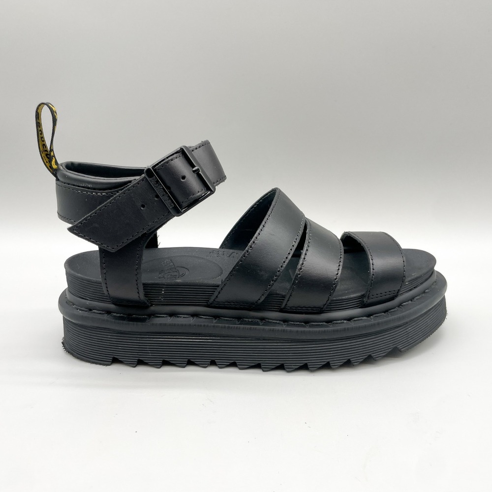 Dr Martens Womens 7 Blaire Platform Sandals Black Leather Gladiator Grunge Punk